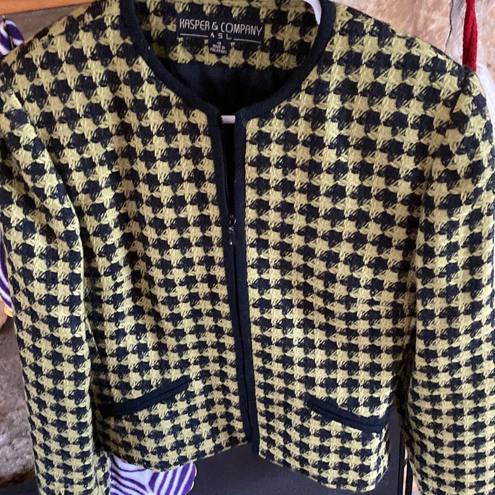 Kasper jacket size 4 green and black versatile retro